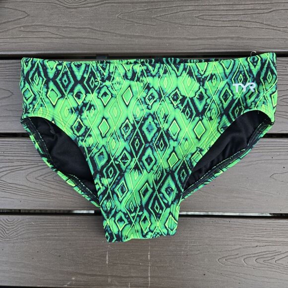 TYR Men's Durafast Elite Glacial Swim Racer Brief Green SZ 30 New Sample - Picture 1 of 3